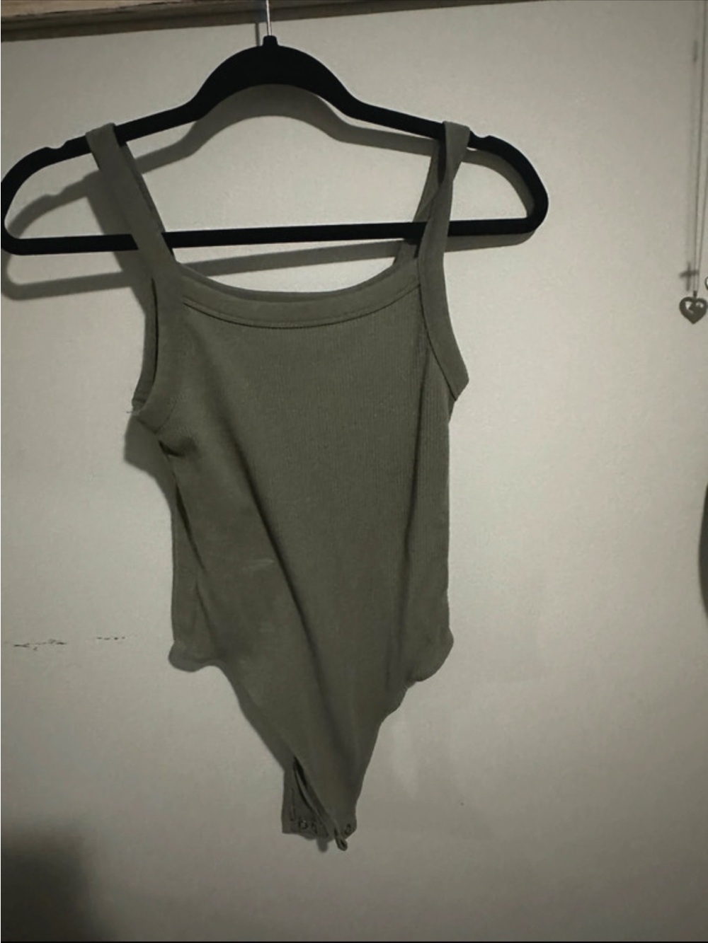 Final price. American Eagle Outfitters Olive Ribbed Tank One-Piece Bodysuit